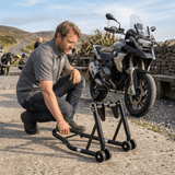 Motorcycle Stand 1000LB Sport Bike Front and Rear Wheel Lift Swingarm Paddock U - Black - Fab Heavy Parts