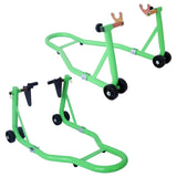 Motorcycle Stand 1000LB Sport Bike Front and Rear Wheel Lift Swingarm Paddock U - Green - Fab Heavy Parts
