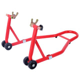 Motorcycle Stand 1000LB Sport Bike Front and Rear Wheel Lift Swingarm Paddock U - Red - Fab Heavy Parts