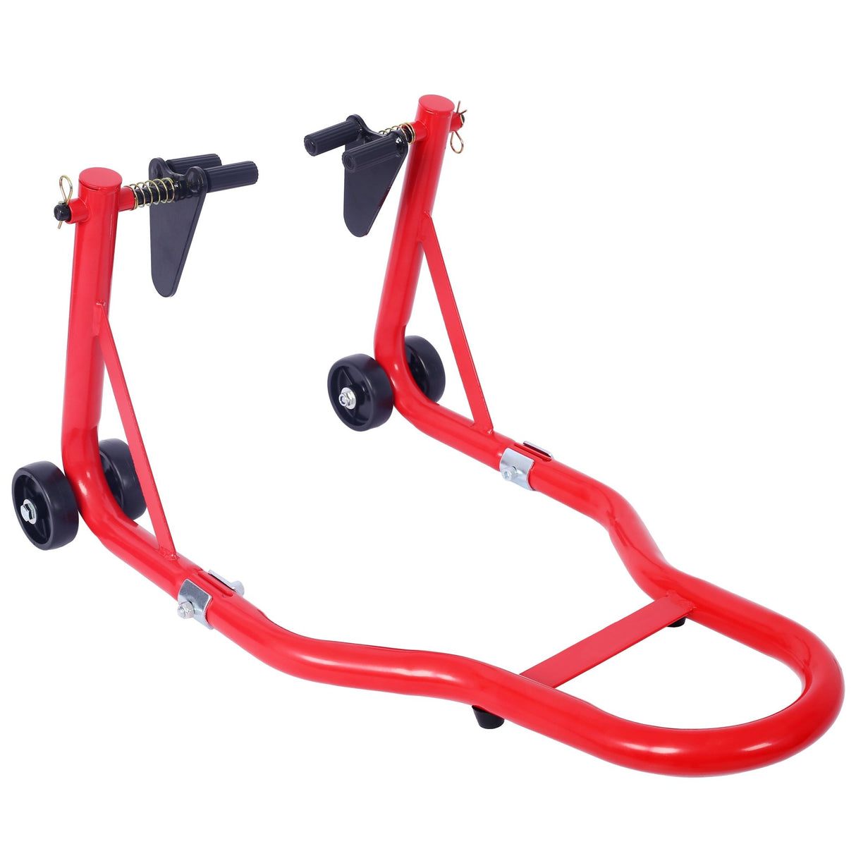 Motorcycle Stand 1000LB Sport Bike Front and Rear Wheel Lift Swingarm Paddock U - Red - Fab Heavy Parts