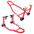 Motorcycle Stand 1000LB Sport Bike Front and Rear Wheel Lift Swingarm Paddock U - Red - Fab Heavy Parts