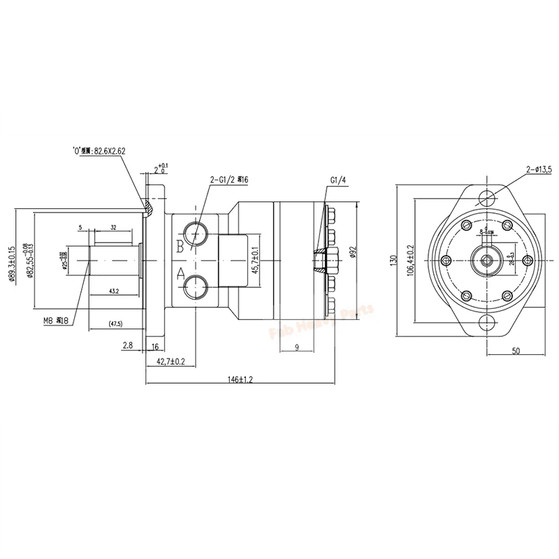 MovYard® Hydraulic Motor 101 - 1660 - 009 Replaces Eaton Char - Lynn H Series - Fab Heavy Parts