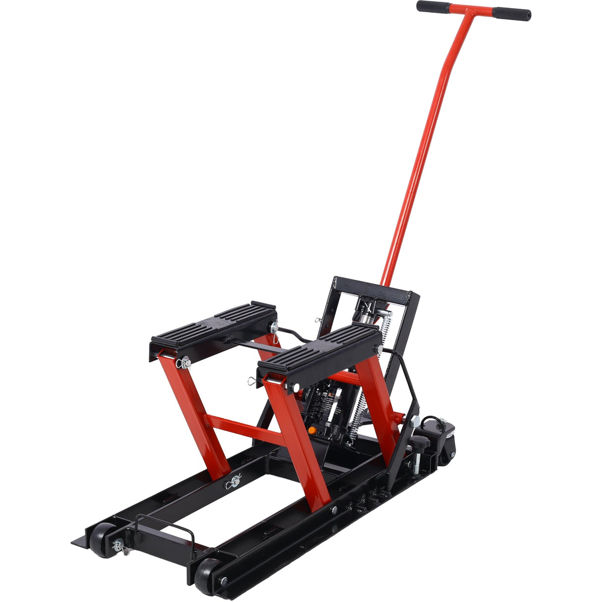MovYard® Hydraulic Motorcycle Lift Jack 1500 LBS Capacity Scissor Portable Table with 4 Wheels Foot - Operated Hoist Stand with Tie Down - Fab Heavy Parts