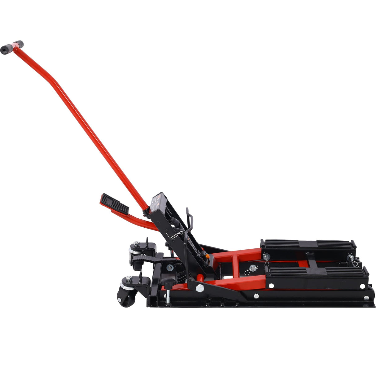 MovYard® Hydraulic Motorcycle Lift Jack 1500 LBS Capacity Scissor Portable Table with 4 Wheels Foot - Operated Hoist Stand with Tie Down - Fab Heavy Parts