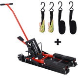 MovYard® Hydraulic Motorcycle Lift Jack 1500 LBS Capacity Scissor Portable Table with 4 Wheels Foot - Operated Hoist Stand with Tie Down - Fab Heavy Parts