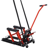MovYard® Hydraulic Motorcycle Lift Jack 1500 LBS Capacity Scissor Portable Table with 4 Wheels Foot - Operated Hoist Stand with Tie Down - Fab Heavy Parts