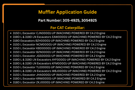 Muffler 305-4925 3054925 Fits for CAT Caterpillar 315D 315DL 318D 319D 319DL 318DL - Fab Heavy Parts