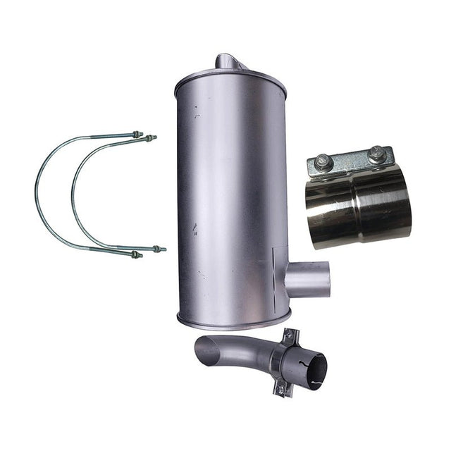 Muffler 4191187 with Clamp 4213017 and 2Piece U - Bolt 4181672 Fits for Isuzu Engine 4BD1 Hitachi Excavator EX120 EX150 - Fab Heavy Parts
