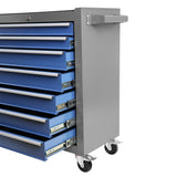 Multifunctional Mechanic Rolling Tool Chest Storage Cabinet with 7 - Drawer Wheels - Blue Gray - Fab Heavy Parts