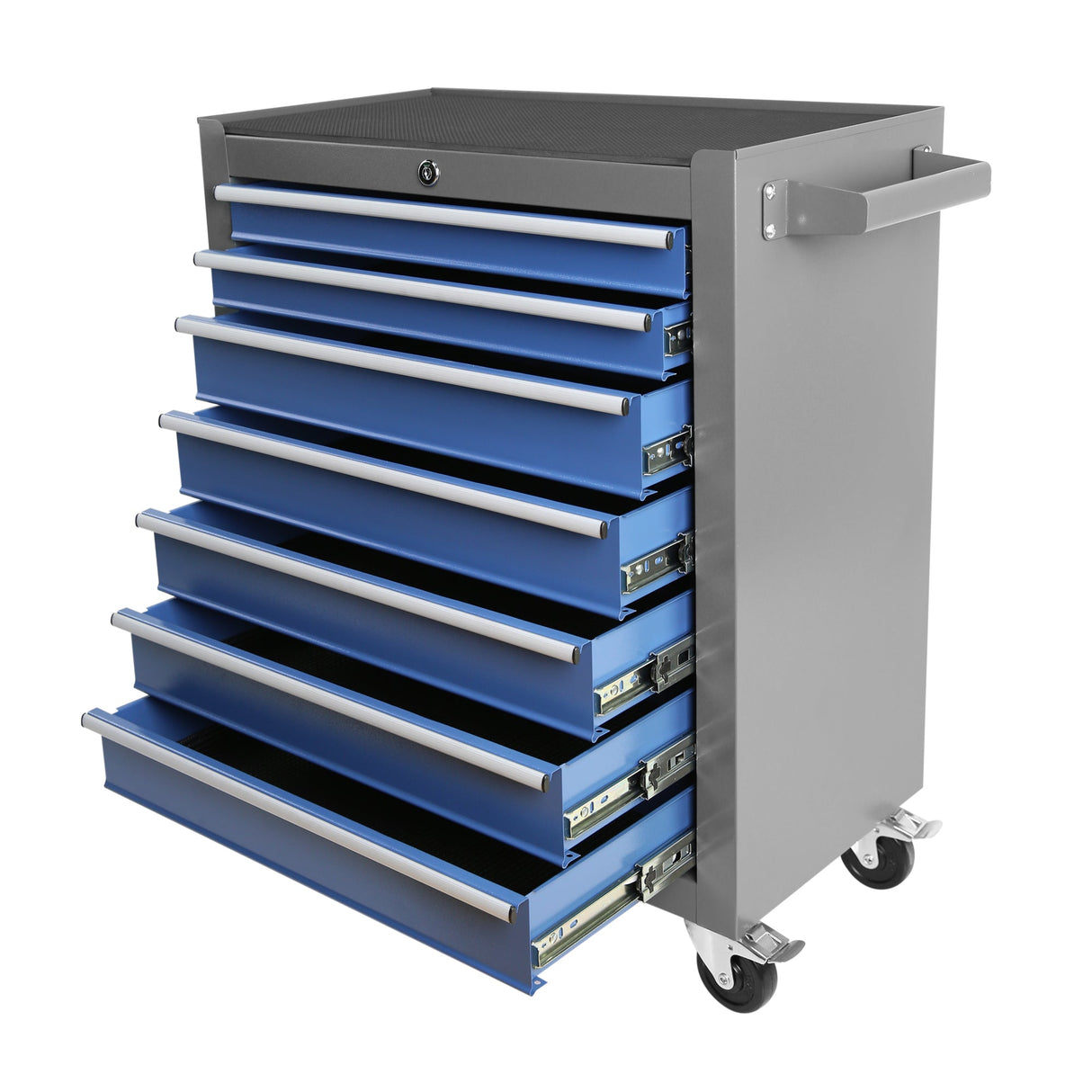 Multifunctional Mechanic Rolling Tool Chest Storage Cabinet with 7 - Drawer Wheels - Blue Gray - Fab Heavy Parts