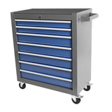 Multifunctional Mechanic Rolling Tool Chest Storage Cabinet with 7 - Drawer Wheels - Blue Gray - Fab Heavy Parts