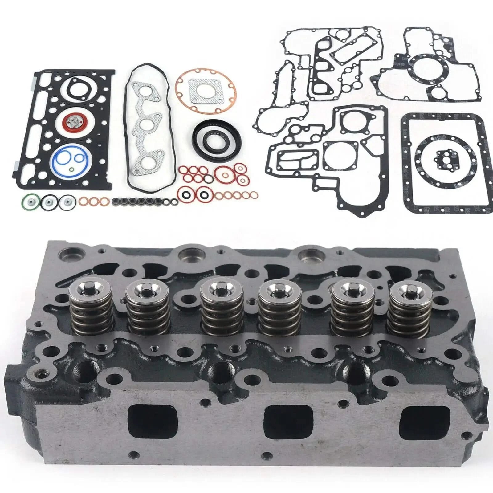 New D1503 Engine Complete Cylinder Head + Full Gasket Kit for Kubota KX91 - 3 U35 R420 L2900 L3000 - Fab Heavy Parts