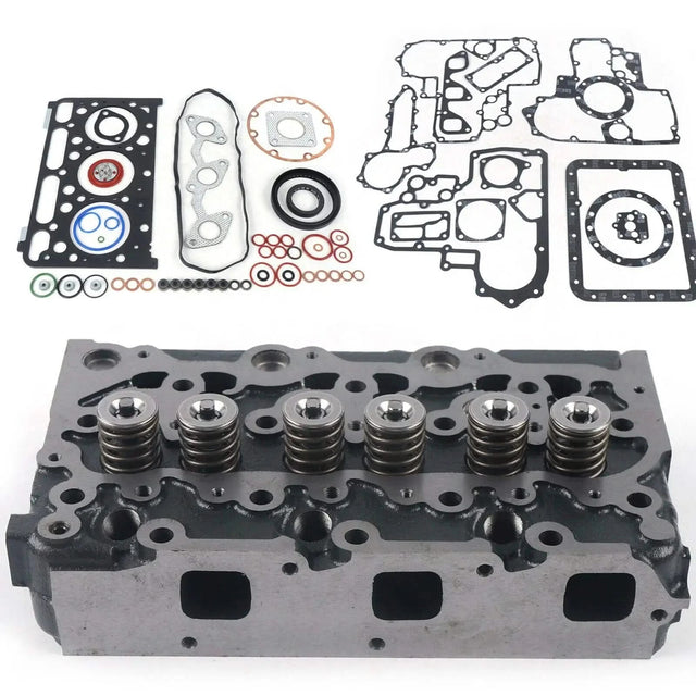 New D1503 Engine Complete Cylinder Head + Full Gasket Kit for Kubota KX91 - 3 U35 R420 L2900 L3000 - Fab Heavy Parts