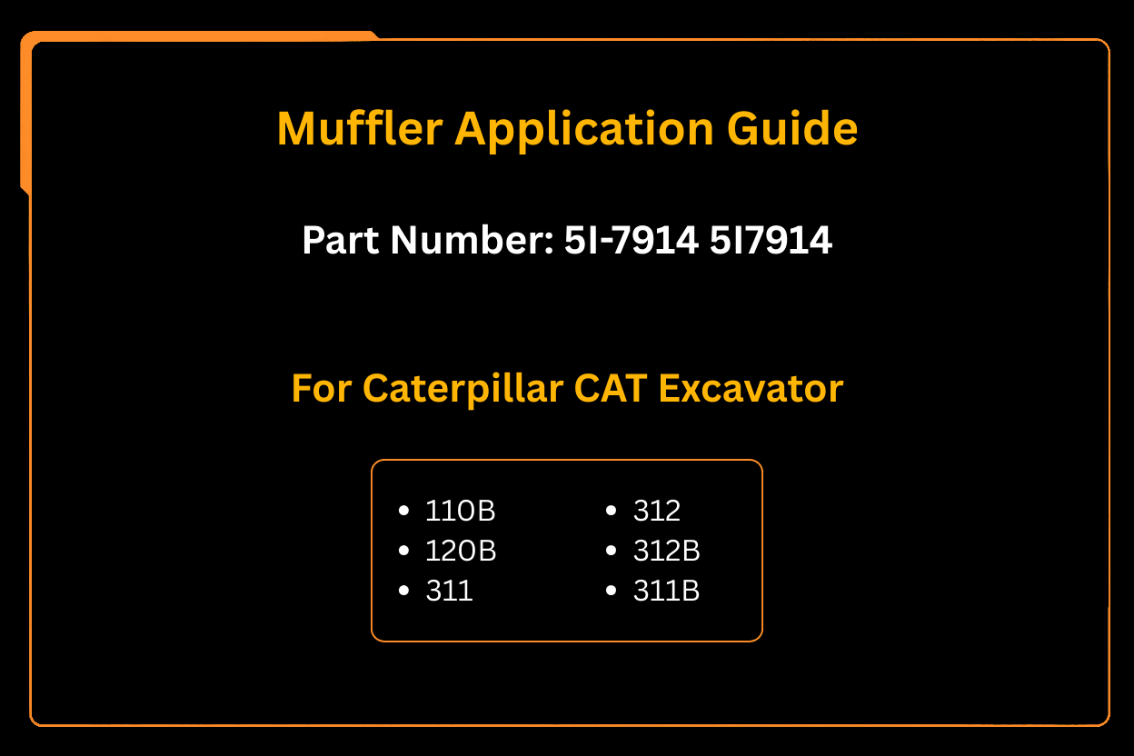 New Fits for Caterpillar 312 311 110 120 311B 312B Excavator Muffler 5I - 7914 5I7914 Replacement 22 Inch Height - Fab Heavy Parts