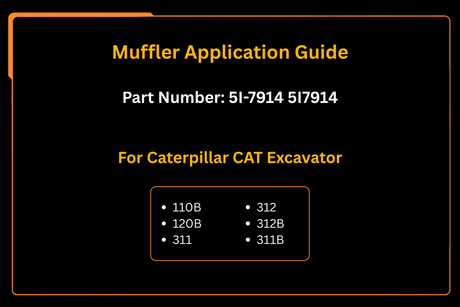 New Fits for Caterpillar 312 311 110 120 311B 312B Excavator Muffler 5I - 7914 5I7914 Replacement 22 Inch Height - Fab Heavy Parts