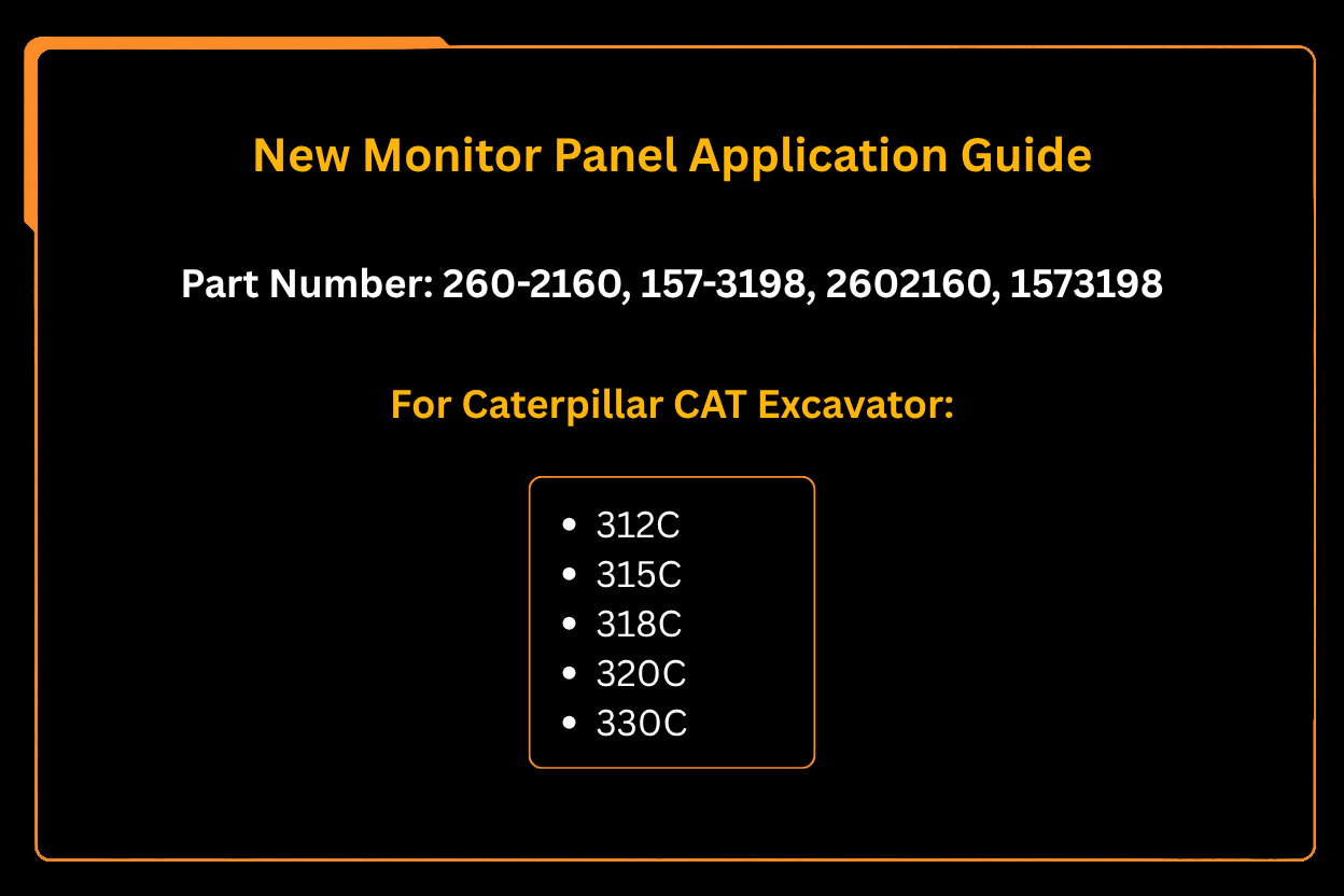 New Monitor Panel 260-2160 2602160 157-3198 1573198 Fits for Caterpillar CAT 312C 315C 318C 320C 330C - Fab Heavy Parts