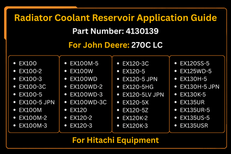 New Radiator Coolant Reservoir 4130139 for Hitachi EX120 - 5 EX100 - 3 EX200 - 5 EX350 - 5 Fits for John Deere 270C LC - Fab Heavy Parts