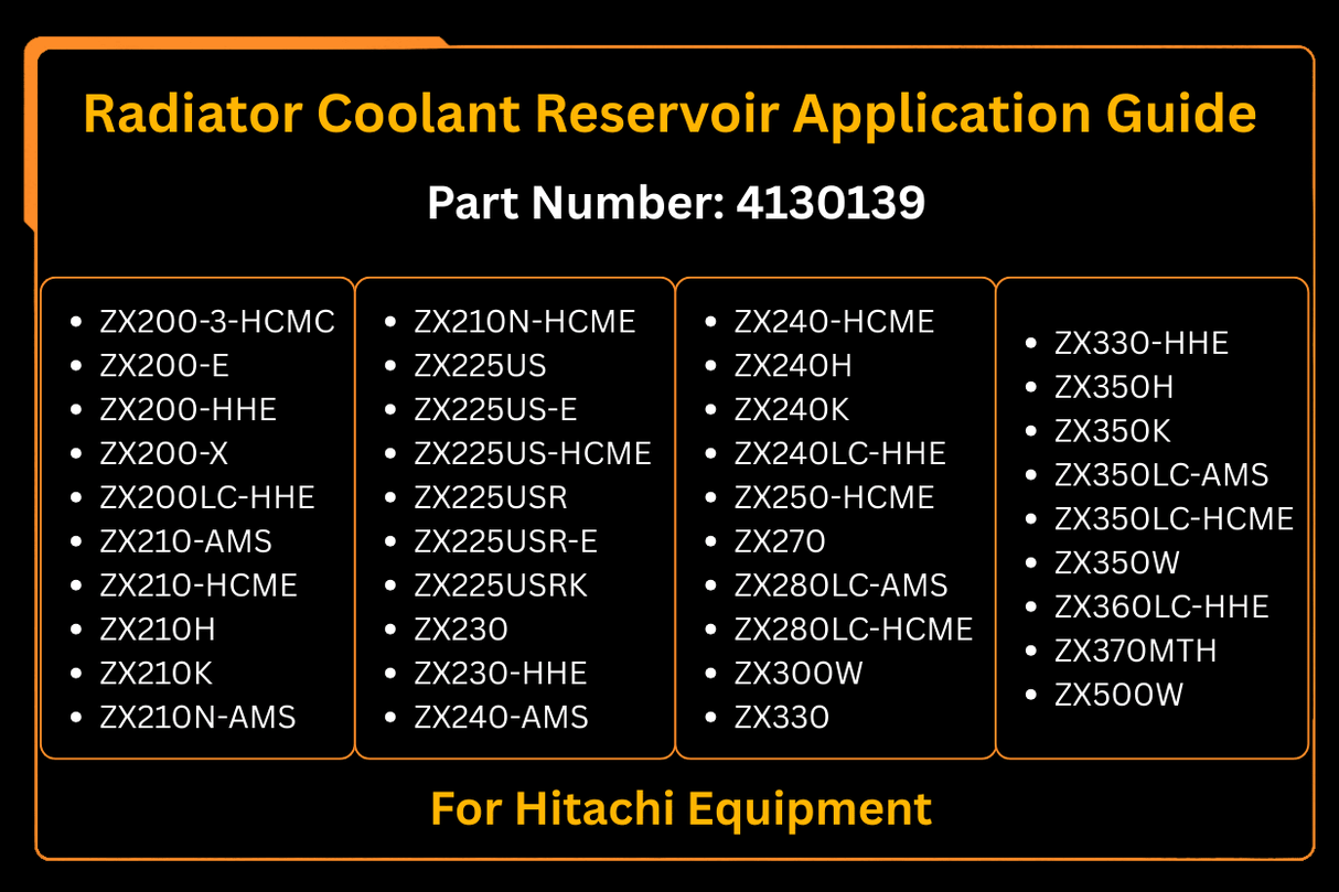 New Radiator Coolant Reservoir 4130139 for Hitachi EX120 - 5 EX100 - 3 EX200 - 5 EX350 - 5 Fits for John Deere 270C LC - Fab Heavy Parts
