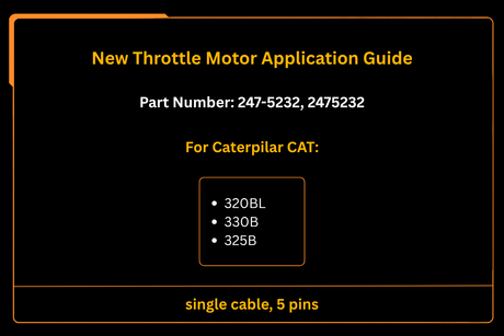 New Throttle Motor 247 - 5232 2475232 Fits for Caterpillar CAT 320BL 330B 325B - Fab Heavy Parts