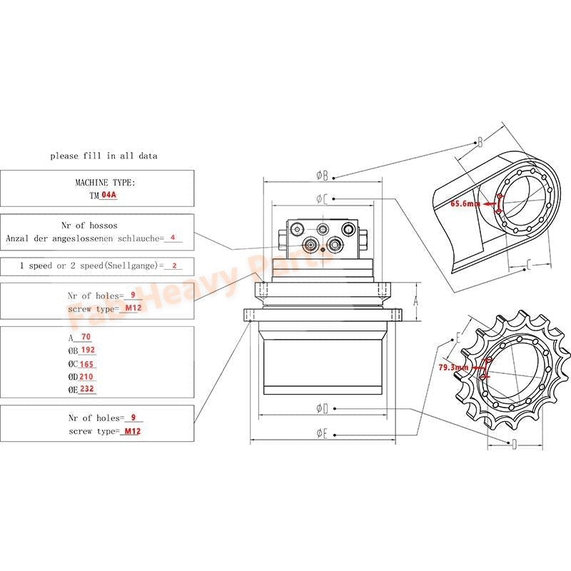 New Travel Motor Final Drive Assembly Fits for Caterpillar 303.5C 303.5CCR 303.5D 303.5E 303.5ECR - Fab Heavy Parts