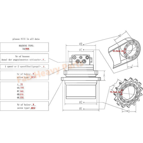 New Travel Motor Final Drive Assembly Fits for Caterpillar 303.5C 303.5CCR 303.5D 303.5E 303.5ECR - Fab Heavy Parts