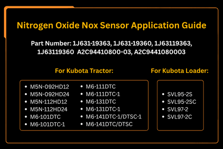 Nitrogen Oxide Nox Sensor 1J631 - 19360 Fits For Kubota SVL95 - 2S SVL97 - 2 M5N - 092HD12 - Fab Heavy Parts