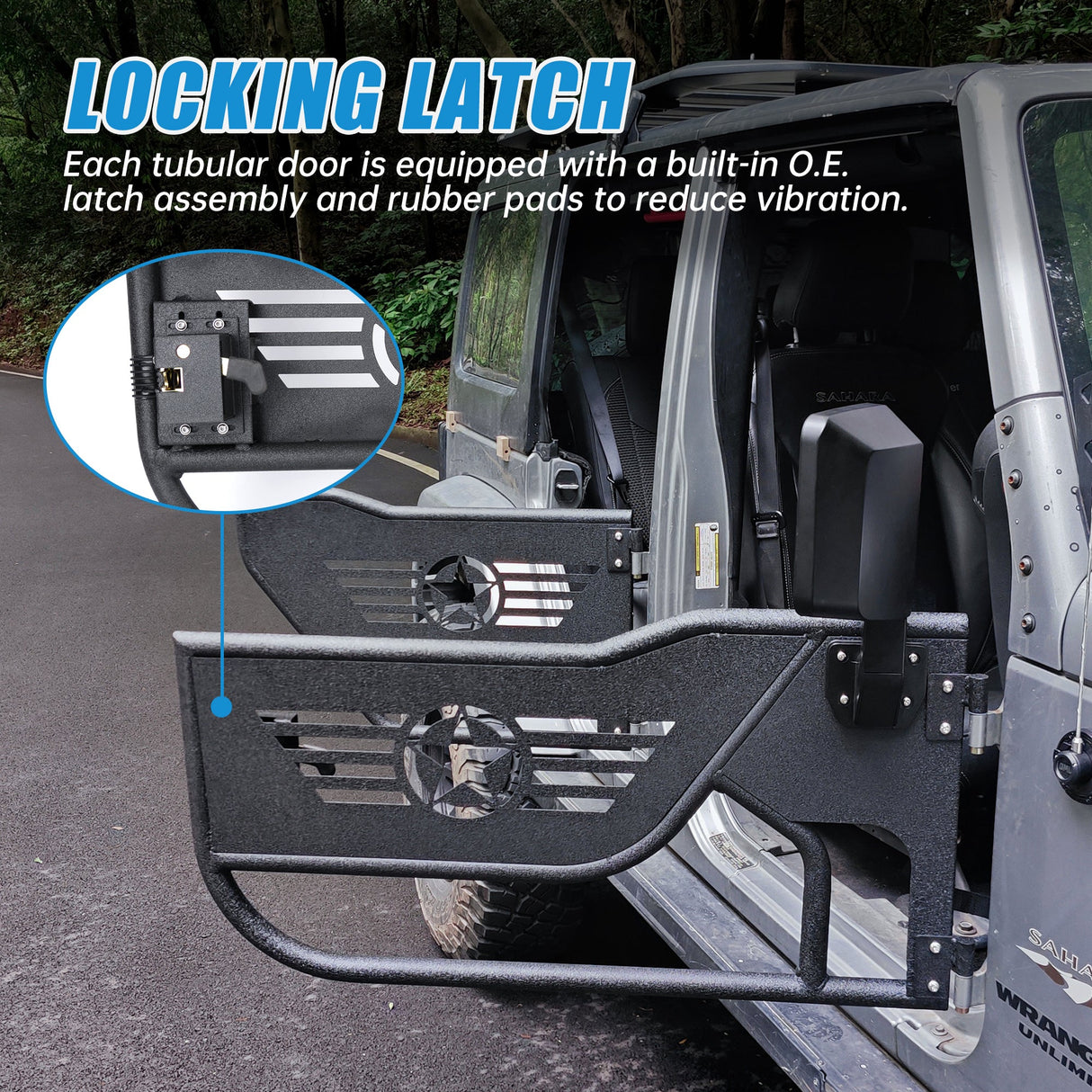 Off - Road Steel Tubular Door with Side View Mirror for 2007 - 2018 Jeep Wrangler JK 4 - Door - Fab Heavy Parts
