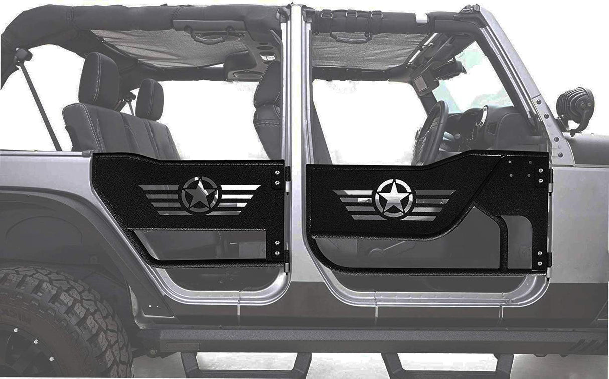 Off - Road Steel Tubular Door with Side View Mirror for 2007 - 2018 Jeep Wrangler JK 4 - Door - Fab Heavy Parts