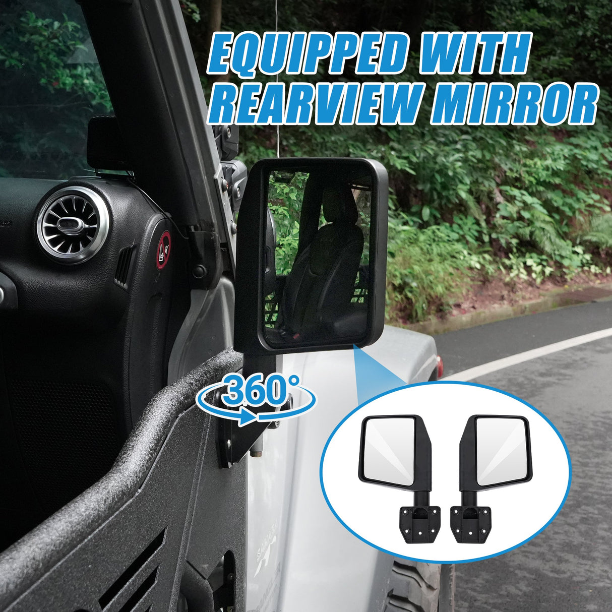 Off - Road Steel Tubular Door with Side View Mirror for 2007 - 2018 Jeep Wrangler JK 4 - Door - Fab Heavy Parts