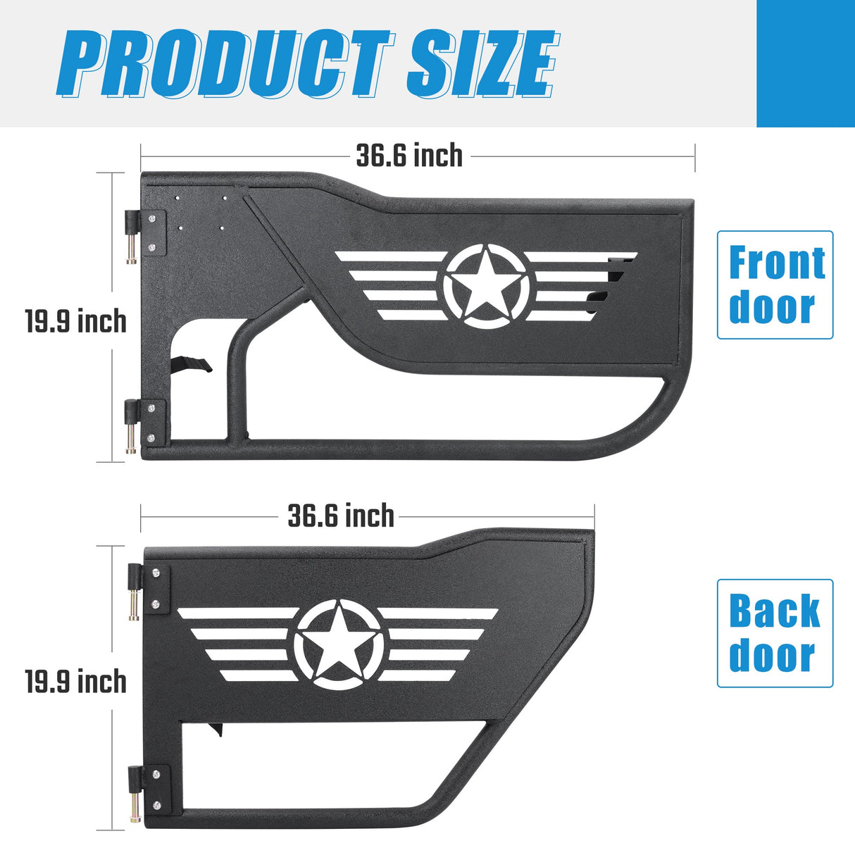 Off - Road Steel Tubular Door with Side View Mirror for 2007 - 2018 Jeep Wrangler JK 4 - Door - Fab Heavy Parts