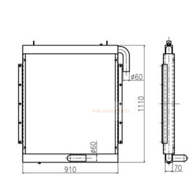 Enfriador de aceite hidráulico para la excavadora Kato HD1430-1