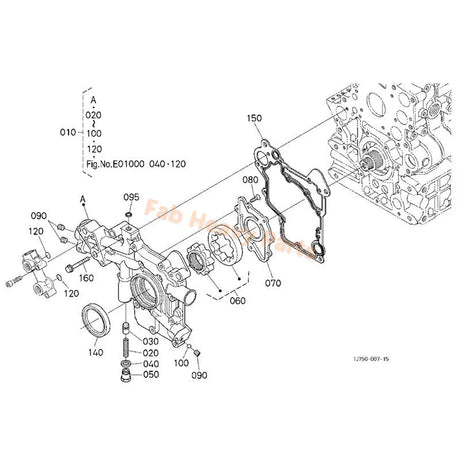 Oil Pump 1G772 - 35070 for Kubota Engine V3307DI Excavator KX080 - 4 Tractor M5040DT M6040FC M7040SU M7060HFC - Fab Heavy Parts