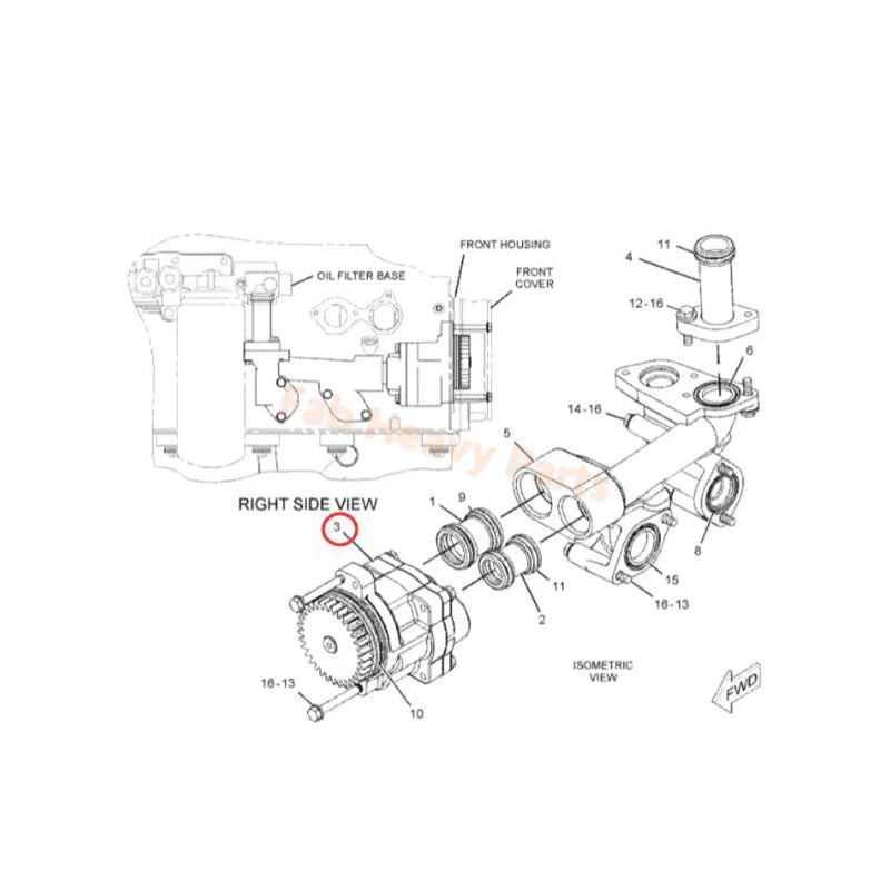 Oil Pump 233 - 5220 2335220 Fits for Caterpillar CAT Engine C11 C13 3176 3176B 3176C 3196 Compactor 815F 816F - Fab Heavy Parts