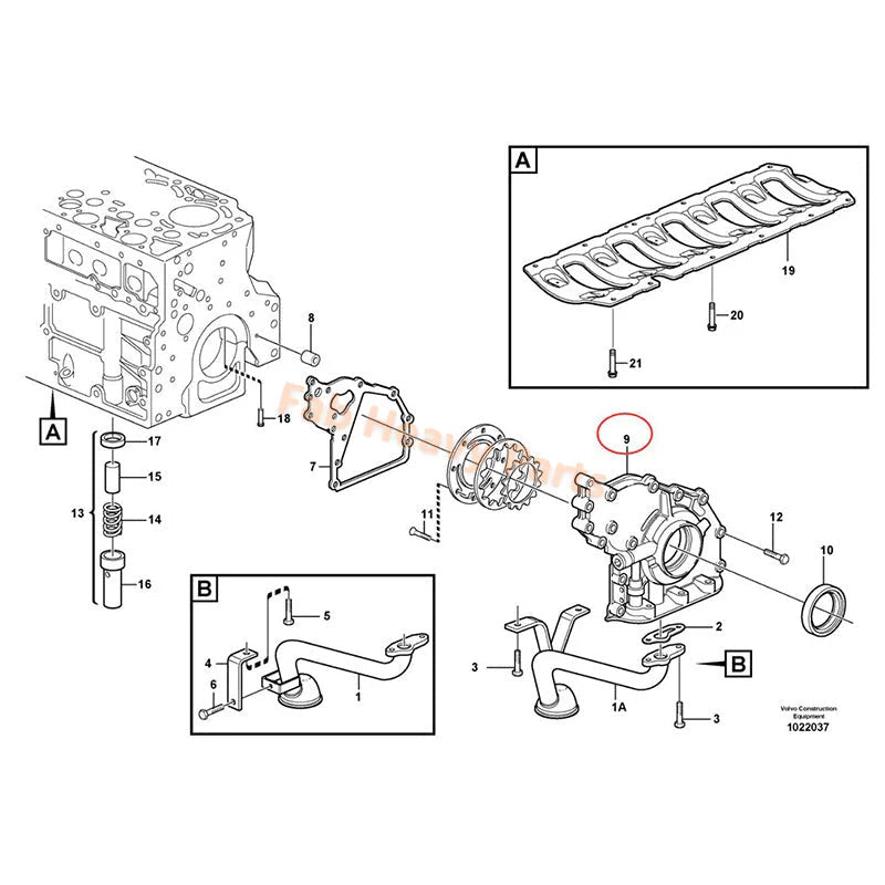 Oil Pump VOE21600207 for Volvo Excavator EC240B EC240C EC250D EC290B EC290C EC300D ECR305C - Fab Heavy Parts