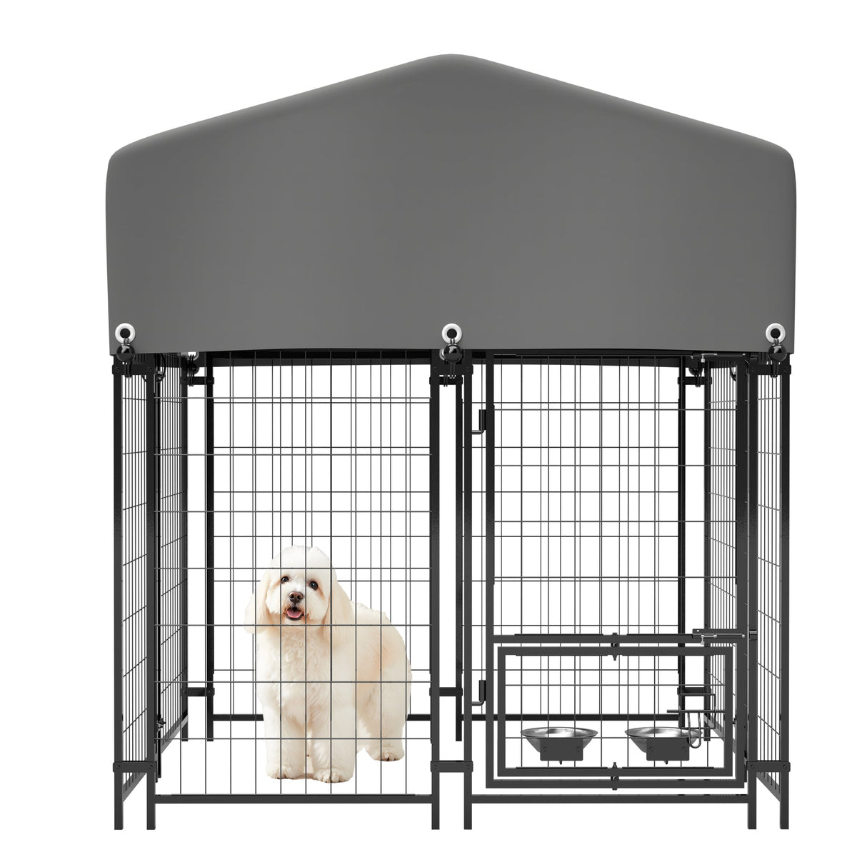 Outdoor Dog Kennel 4.23'x3.83'x4.83' with Roof Heavy Duty Welded Wire Crate All - Weather Protection & Safe Lock Design for Dogs and Pets - Fab Heavy Parts