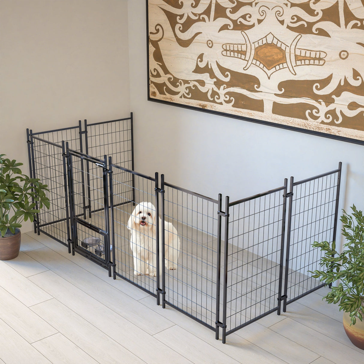 Outdoor Dog Kennel 4.23'x3.83'x4.83' with Roof Heavy Duty Welded Wire Crate All - Weather Protection & Safe Lock Design for Dogs and Pets - Fab Heavy Parts