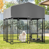 Outdoor Dog Kennel 4.23'x3.83'x4.83' with Roof Heavy Duty Welded Wire Crate All - Weather Protection & Safe Lock Design for Dogs and Pets - Fab Heavy Parts