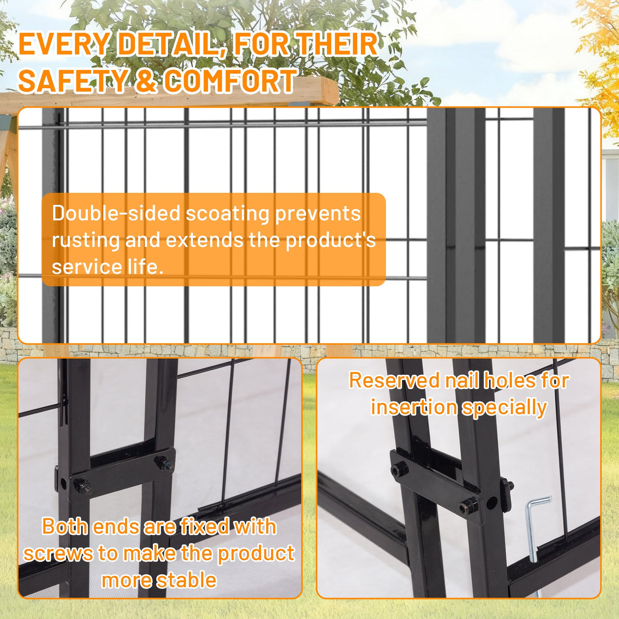 Outdoor Dog Kennel 4.23'x3.83'x4.83' with Roof Heavy Duty Welded Wire Crate All - Weather Protection & Safe Lock Design for Dogs and Pets - Fab Heavy Parts