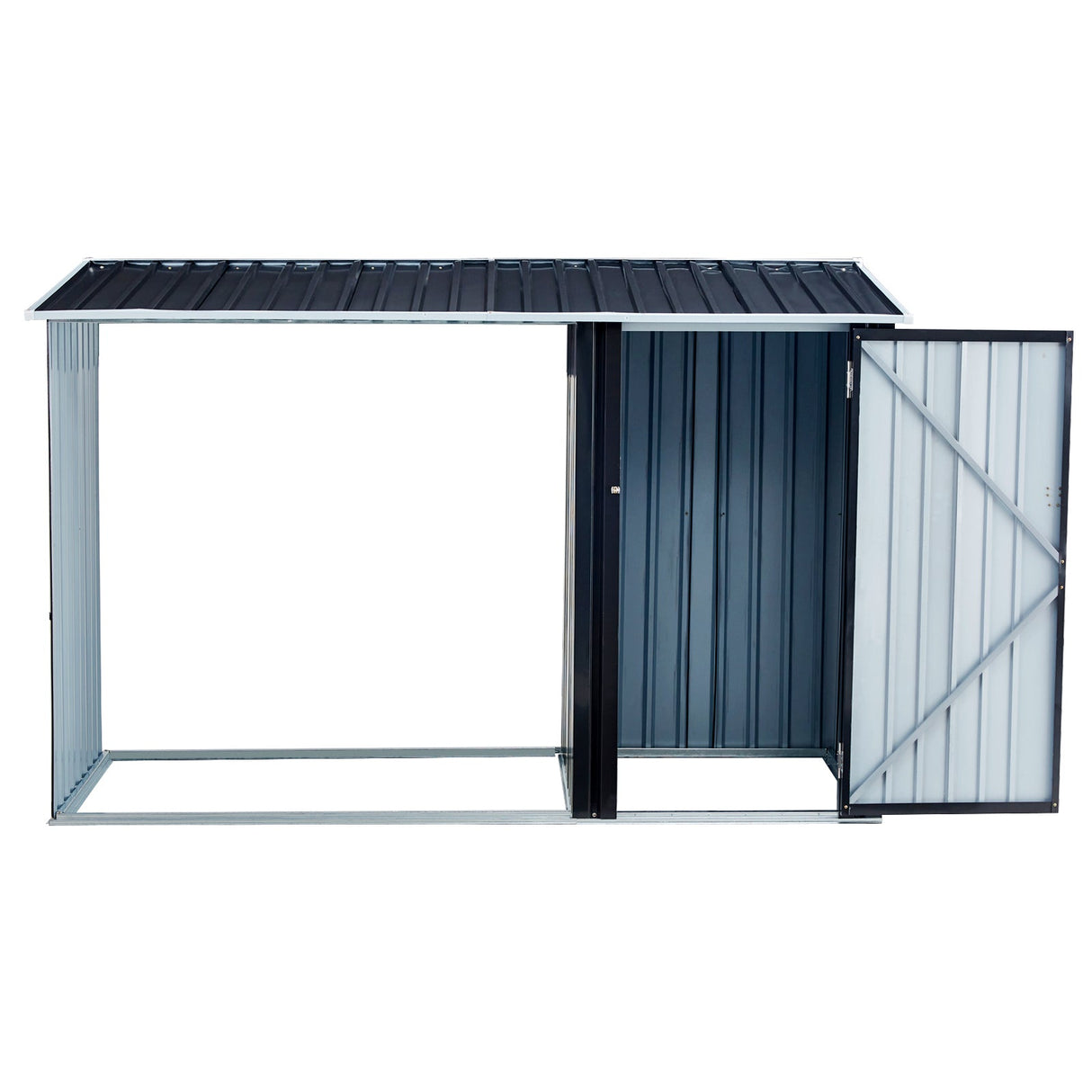 Outdoor Firewood Storage Shed Rack with Log Holder Galvanized Steel 98” - Fab Heavy Parts