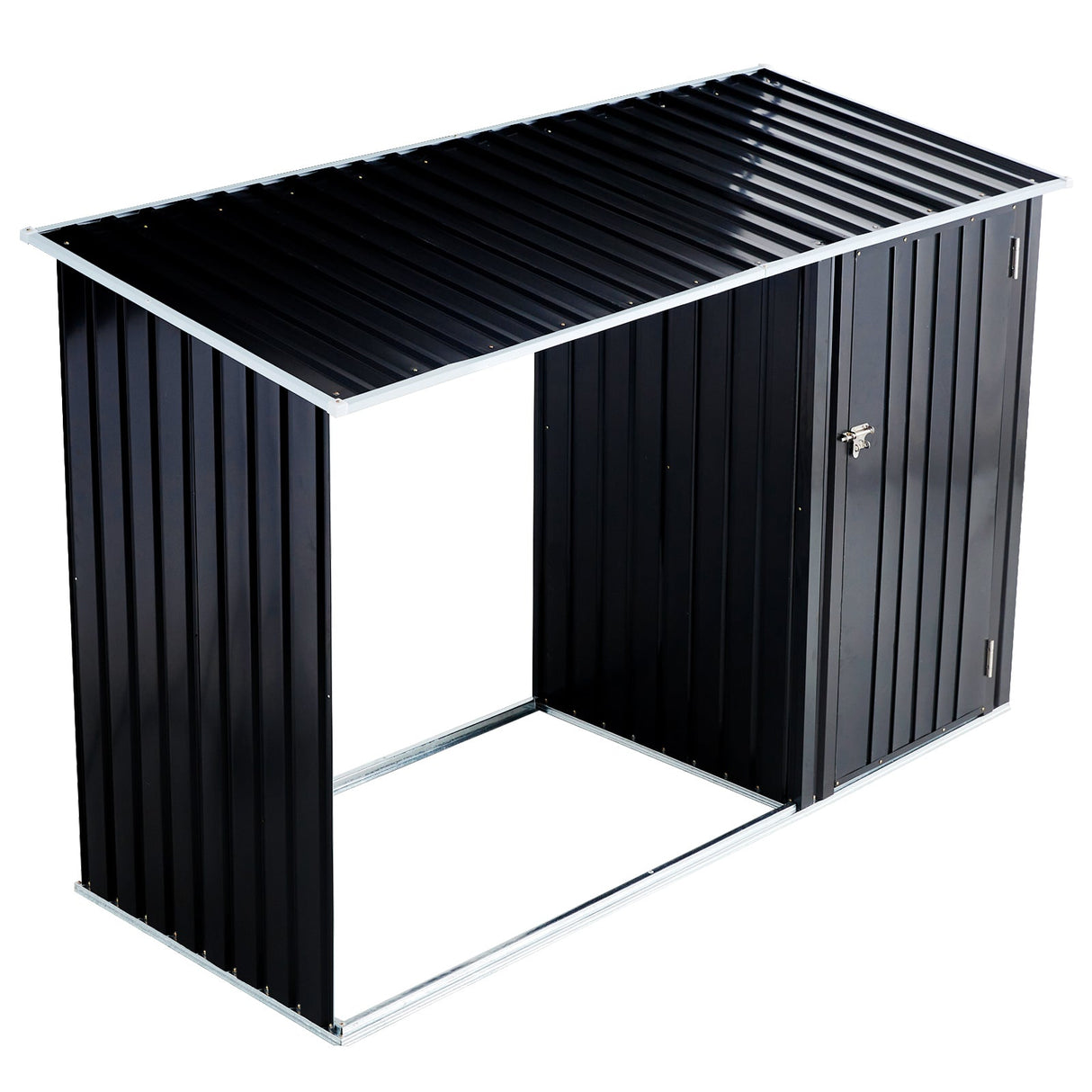Outdoor Firewood Storage Shed Rack with Log Holder Galvanized Steel 98” - Fab Heavy Parts