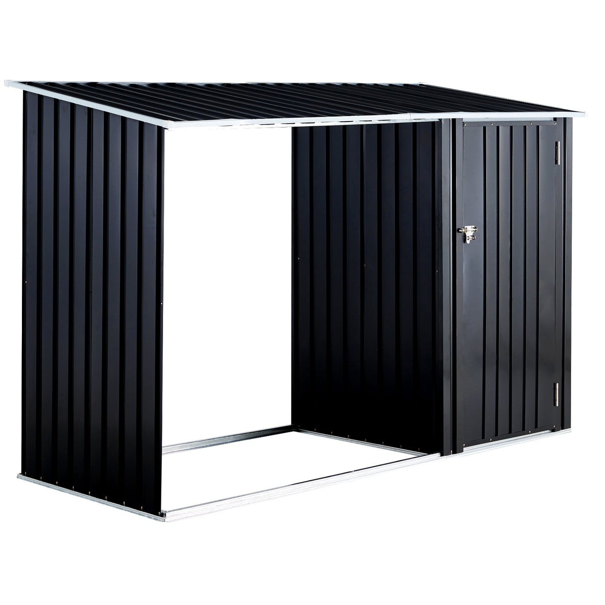 Outdoor Firewood Storage Shed Rack with Log Holder Galvanized Steel 98” - Fab Heavy Parts