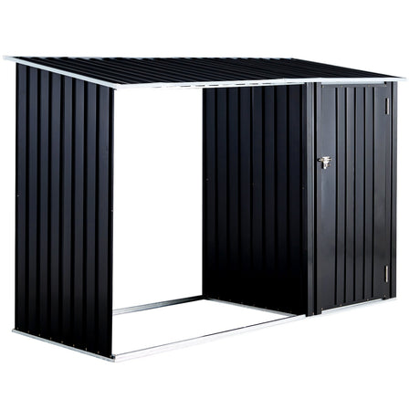 Outdoor Firewood Storage Shed Rack with Log Holder Galvanized Steel 98” - Fab Heavy Parts