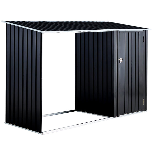 Outdoor Firewood Storage Shed Rack with Log Holder Galvanized Steel 98” - Fab Heavy Parts