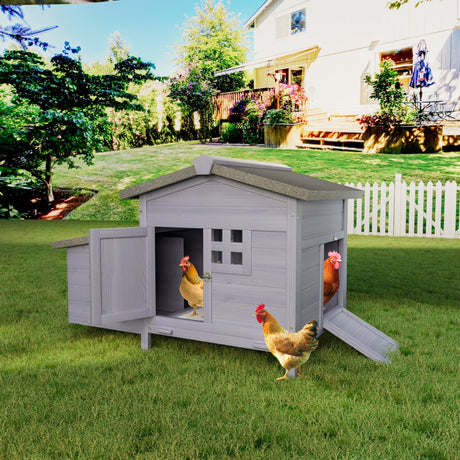 Outdoor Free - Range Wooden Chicken Coop with Asphalt Roof Leak - Proof Pull - Out Tray Secure Predator Defense - Fab Heavy Parts