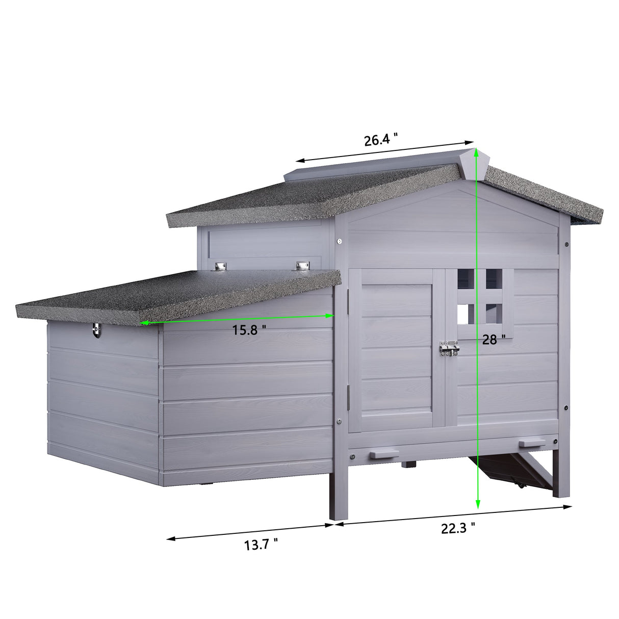 Outdoor Free - Range Wooden Chicken Coop with Asphalt Roof Leak - Proof Pull - Out Tray Secure Predator Defense - Fab Heavy Parts