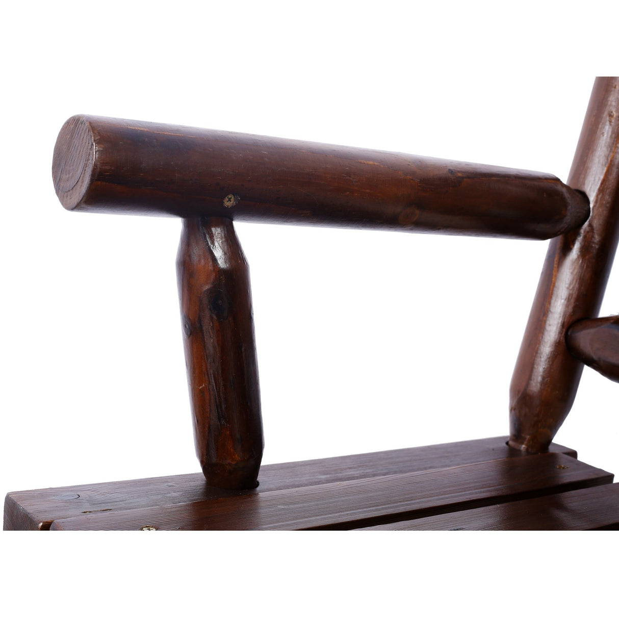 Outdoor Wood Rocking Bench Carbonized Double Chair with Wide Curved Seat Porch Rocker - Rustic Brown - Fab Heavy Parts