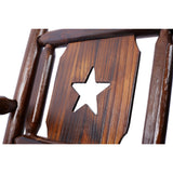 Outdoor Wood Rocking Bench Carbonized Double Chair with Wide Curved Seat Porch Rocker - Rustic Brown - Fab Heavy Parts