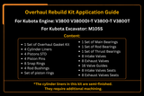 Overhaul Rebuild Kit Kubota V3800 V3800DI - T V3800 - T Engine M105S Tractor - Fab Heavy Parts