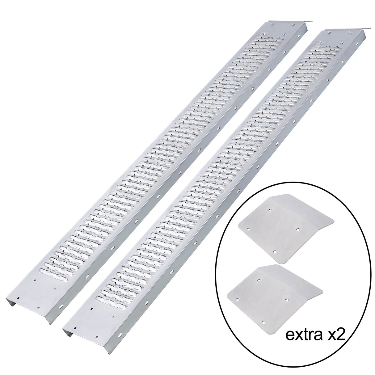 Pack of 2 77" L 960lbs Capacity Loading Ramps with 4pcs Pedal - Silver - Fab Heavy Parts