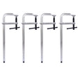 Pack of 4 Bar Clamps Set Drop Forged Steel F Clamps 12 inch x 3 inch Throat - Silver - Fab Heavy Parts